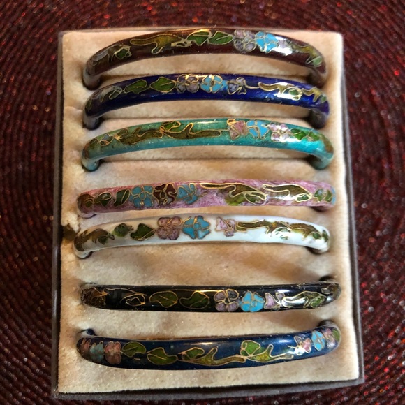 Vintage Jewelry - Vintage Cloisonné Bangle Bracelet Set
